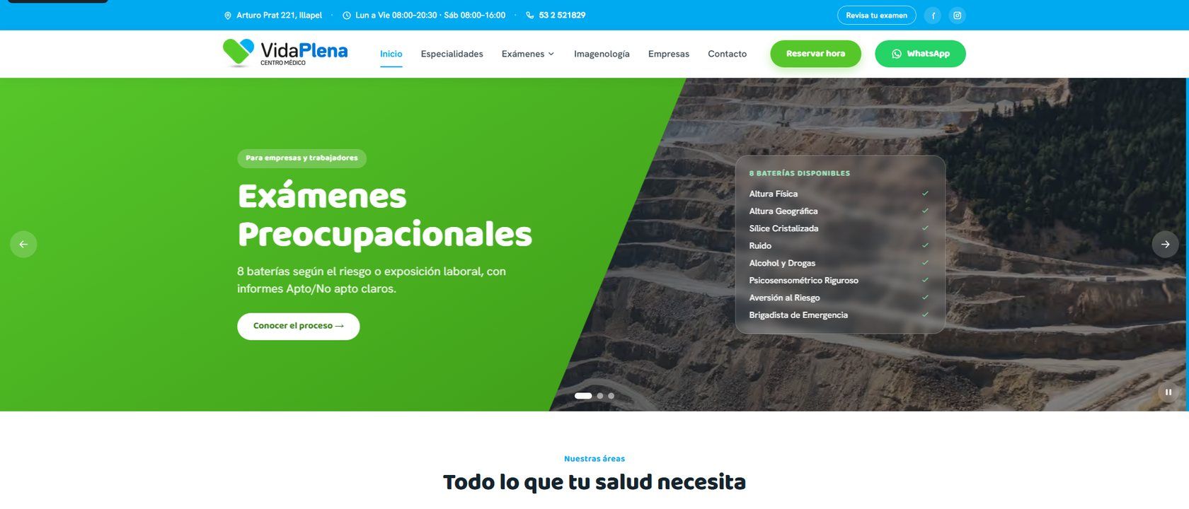 Captura del sitio Centro Médico Vida Plena en producción