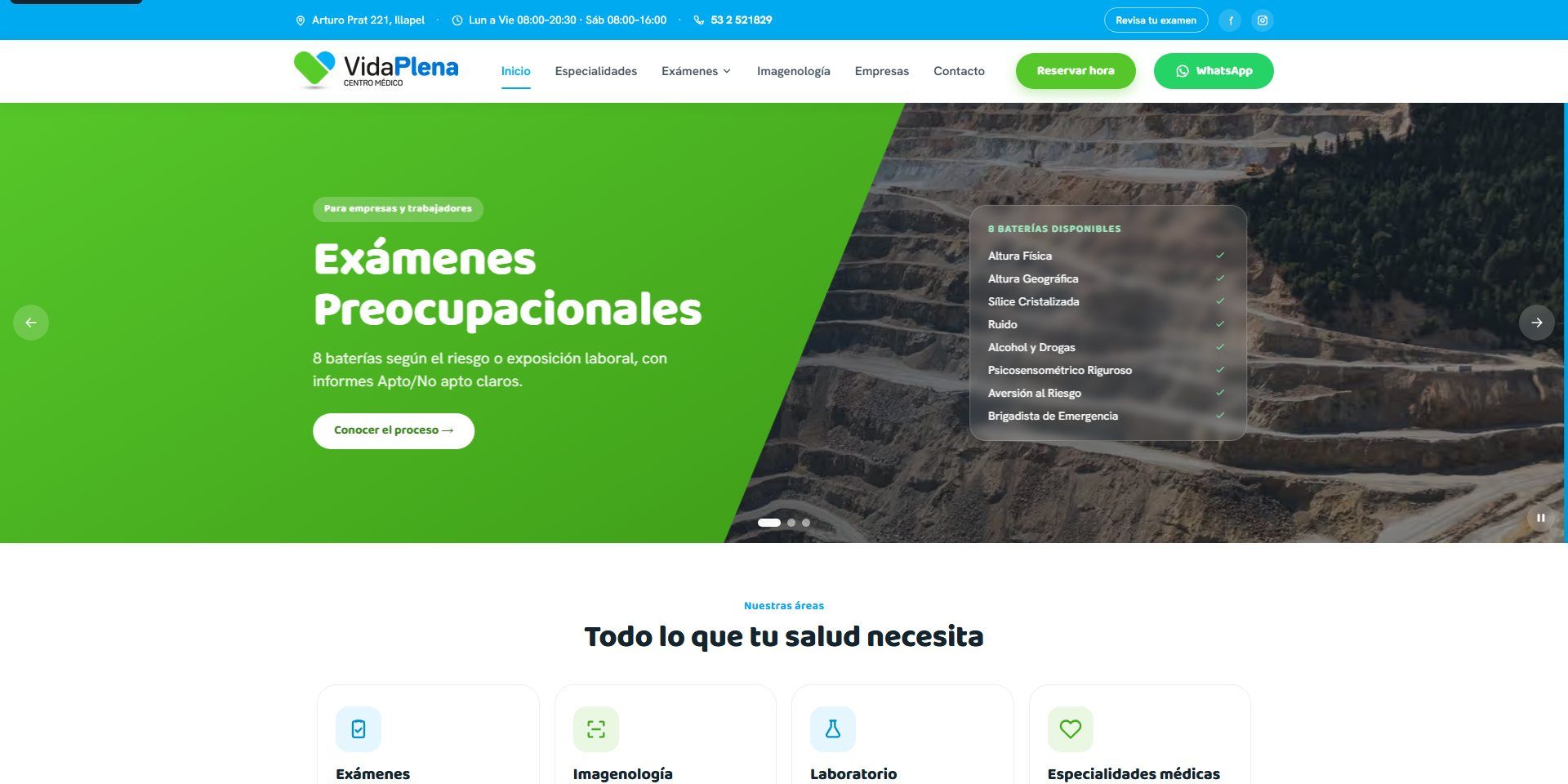 Captura del sitio Centro Médico Vida Plena