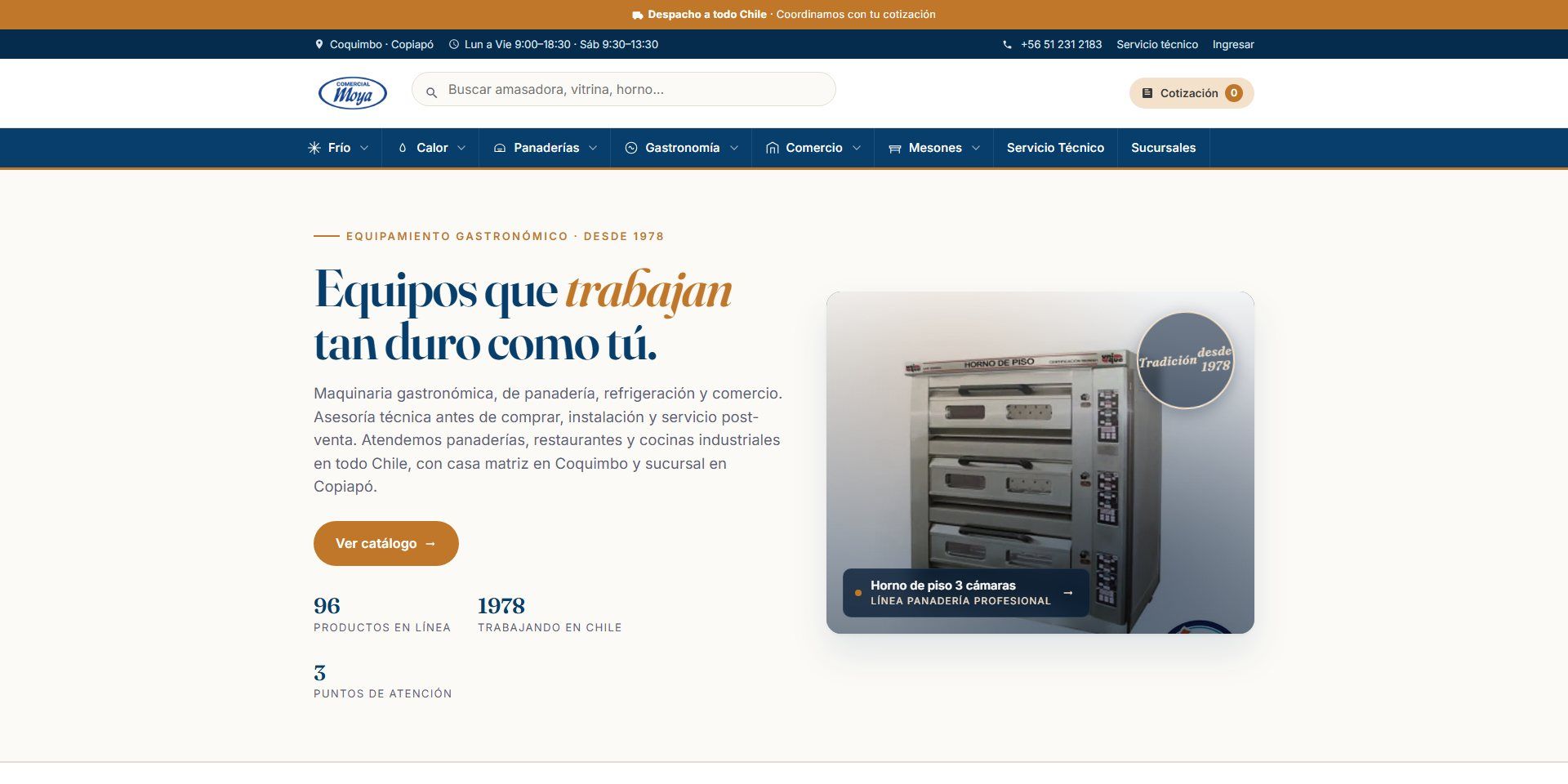 Captura del sitio Comercial Moya
