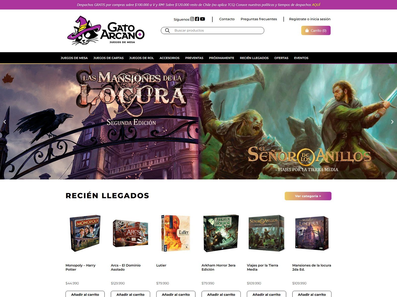 Captura del sitio Gato Arcano