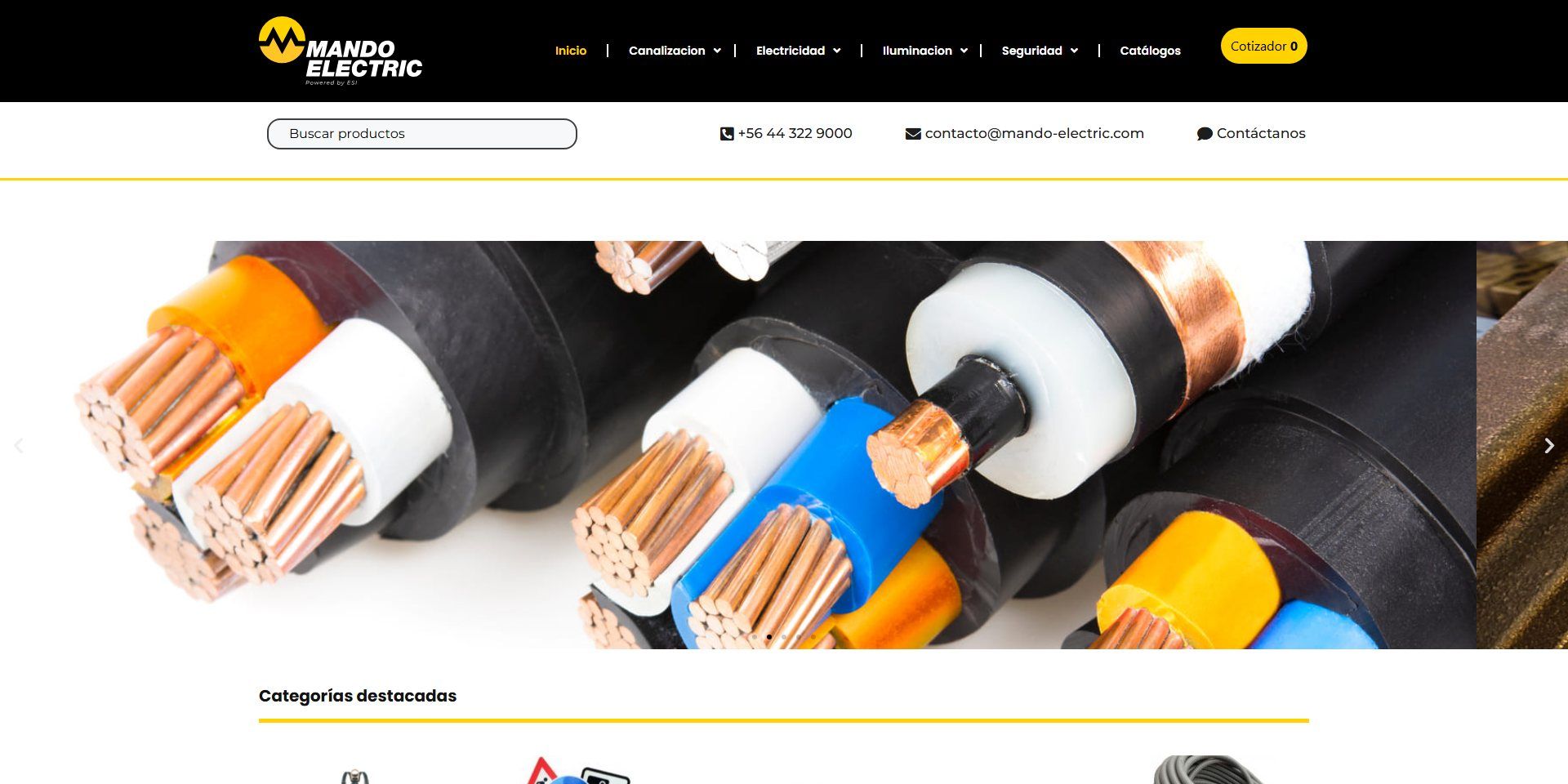 Captura del sitio Importadora Mando Electric