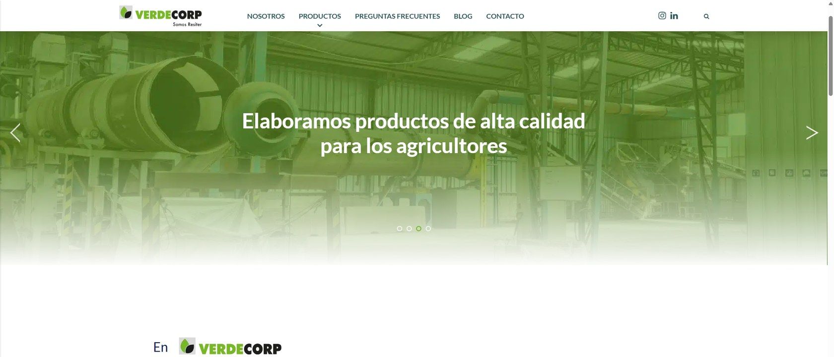 Captura del sitio Verdecorp en producción